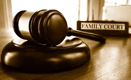 61314081 – judge's legal gavel and family court nameplate